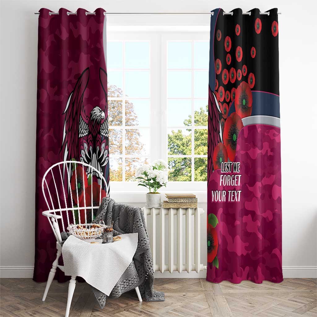 Manly Warringah Sea Eagles ANZAC Personalised Window Curtain Lest We Forget Poppy Camo
