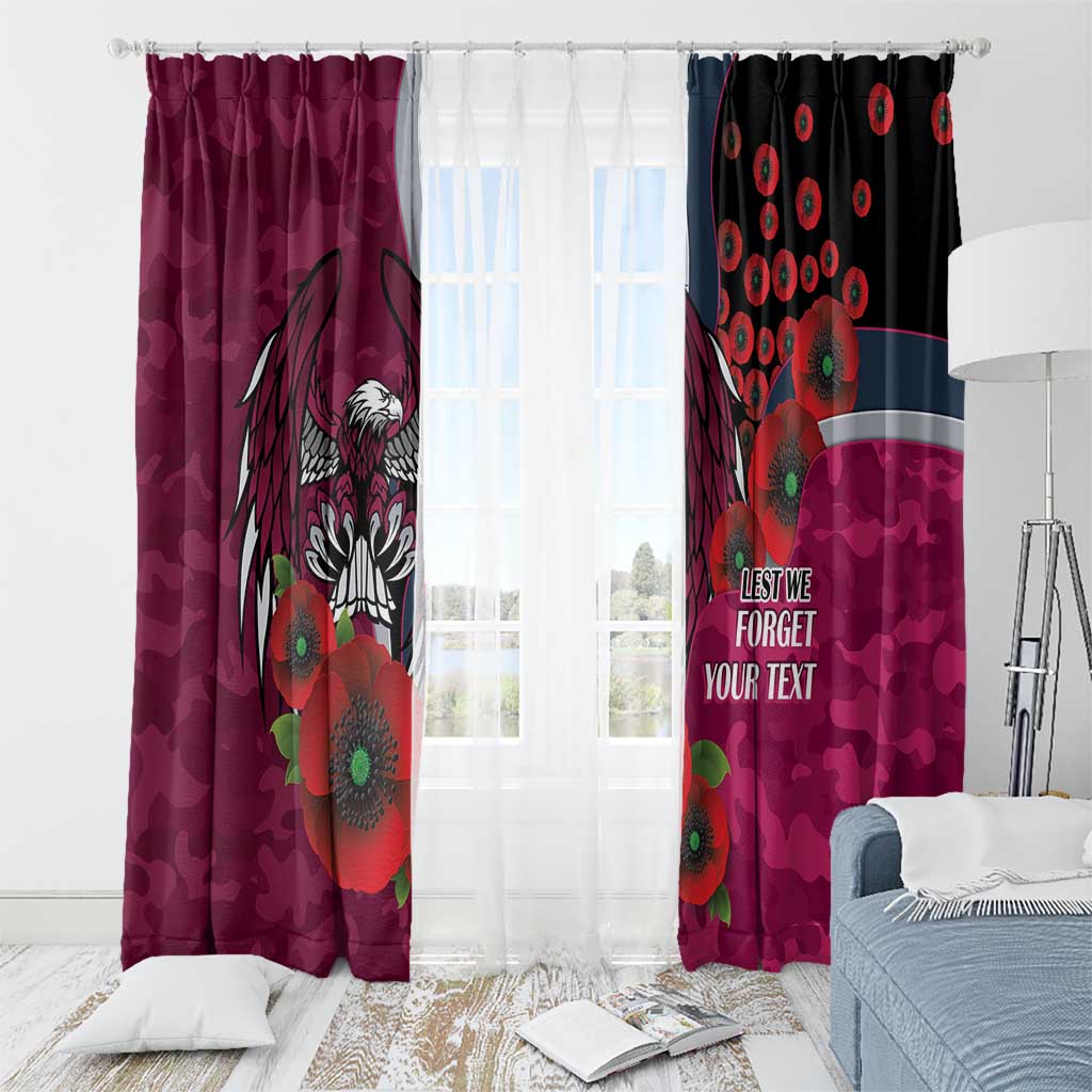 Manly Warringah Sea Eagles ANZAC Personalised Window Curtain Lest We Forget Poppy Camo
