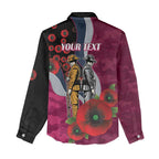 Manly Warringah Sea Eagles ANZAC Personalised Women Casual Shirt Lest We Forget Poppy Camo