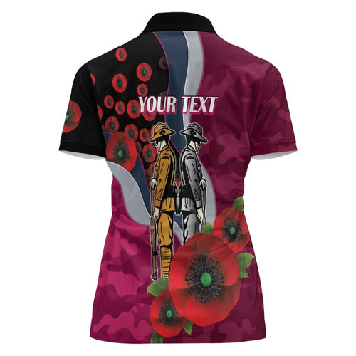 Manly Warringah Sea Eagles ANZAC Personalised Women Polo Shirt Lest We Forget Poppy Camo