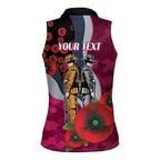 Manly Warringah Sea Eagles ANZAC Personalised Women Sleeveless Polo Shirt Lest We Forget Poppy Camo