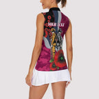 Manly Warringah Sea Eagles ANZAC Personalised Women Sleeveless Polo Shirt Lest We Forget Poppy Camo