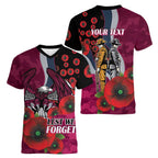 Manly Warringah Sea Eagles ANZAC Personalised Women V-Neck T-Shirt Lest We Forget Poppy Camo