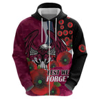 Manly Warringah Sea Eagles ANZAC Personalised Zip Hoodie Lest We Forget Poppy Camo