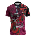 Manly Warringah Sea Eagles ANZAC Personalised Zipper Polo Shirt Lest We Forget Poppy Camo
