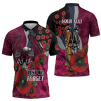 Manly Warringah Sea Eagles ANZAC Personalised Zipper Polo Shirt Lest We Forget Poppy Camo