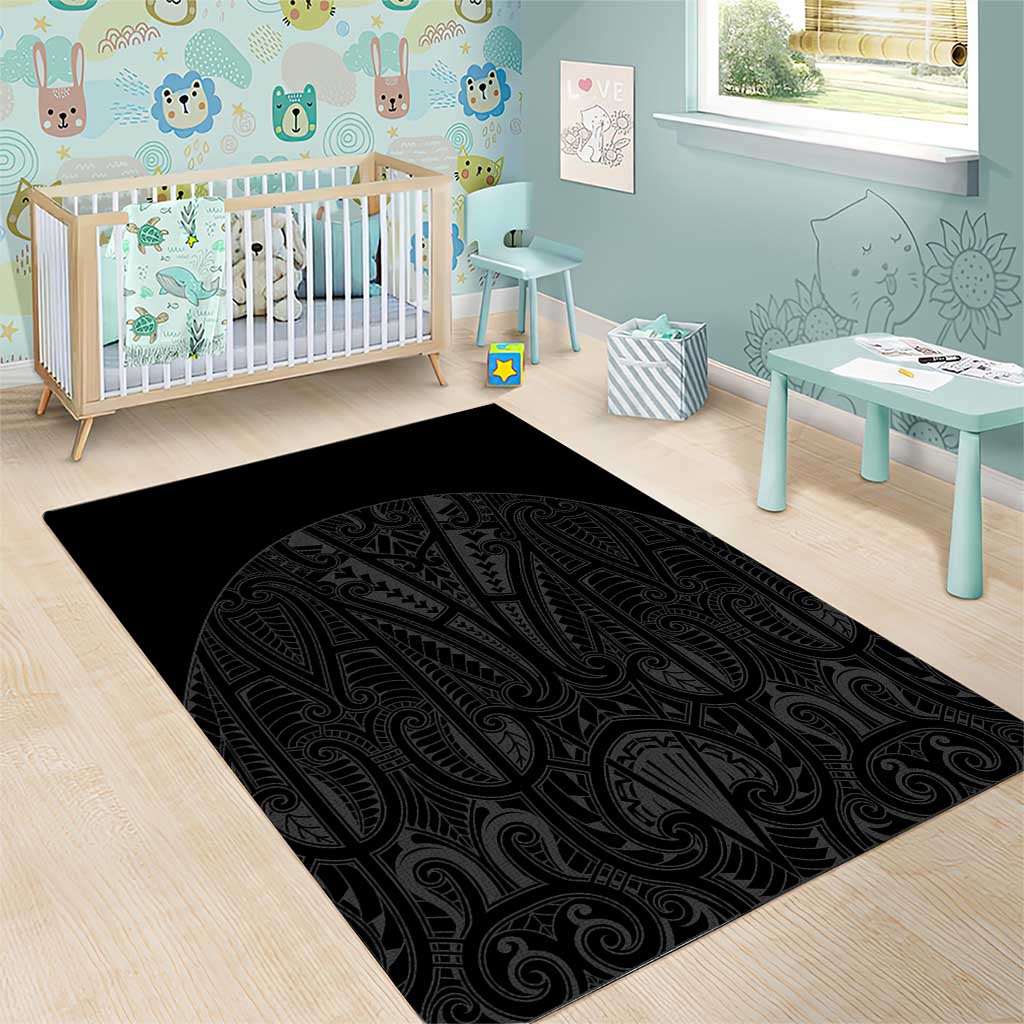 Queensland Maori Rugby Nga Hau e Wha Area Rug Black Motif