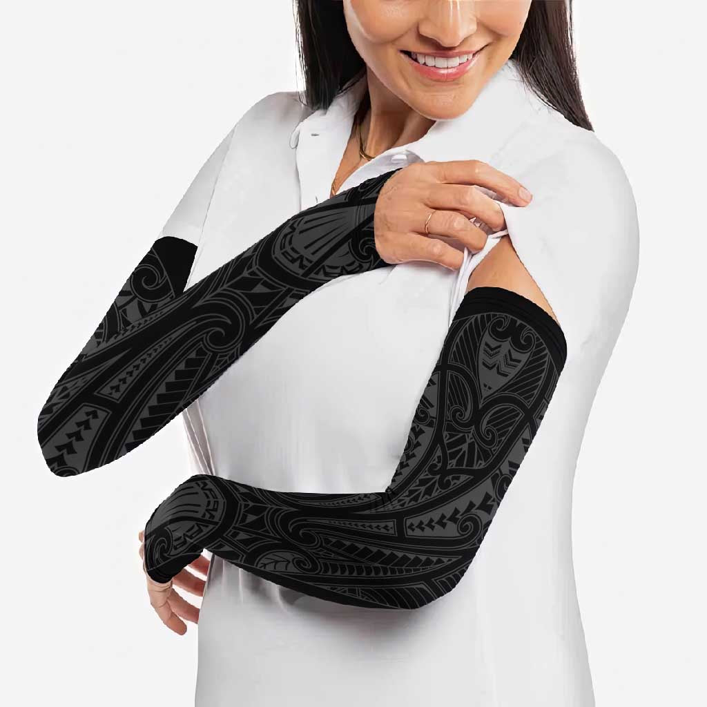 Queensland Maori Rugby Nga Hau e Wha Arm Sleeves Black Motif - Aussie Hoodie