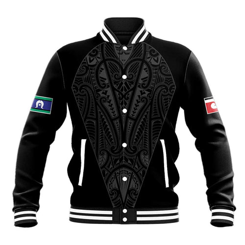 Queensland Maori Rugby Nga Hau e Wha Baseball Jacket Black Motif
