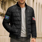 Queensland Maori Rugby Nga Hau e Wha Bomber Puffer Jacket Black Motif - Aussie Hoodie