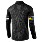Queensland Maori Rugby Nga Hau e Wha Button Sweatshirt Black Motif