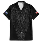 Queensland Maori Rugby Nga Hau e Wha Family Matching Long Sleeve Bodycon Dress and Hawaiian Shirt Black Motif