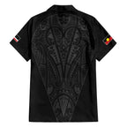 Queensland Maori Rugby Nga Hau e Wha Family Matching Off The Shoulder Long Sleeve Dress and Hawaiian Shirt Black Motif