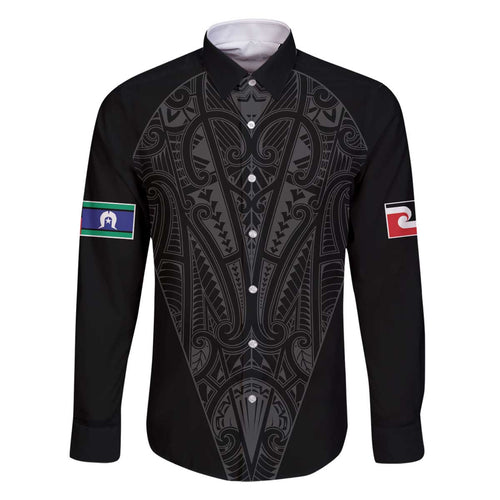 Queensland Maori Rugby Nga Hau e Wha Family Matching Off The Shoulder Long Sleeve Dress and Hawaiian Shirt Black Motif