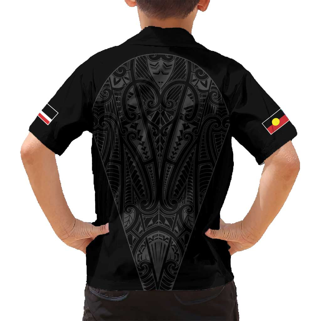 Queensland Maori Rugby Nga Hau e Wha Family Matching Off Shoulder Maxi Dress and Hawaiian Shirt Black Motif