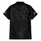 Queensland Maori Rugby Nga Hau e Wha Family Matching Off Shoulder Maxi Dress and Hawaiian Shirt Black Motif