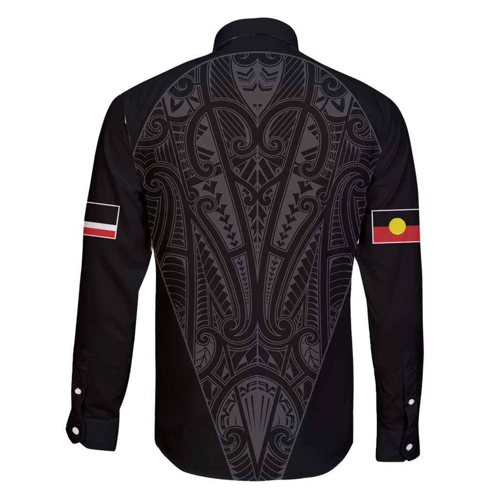 Queensland Maori Rugby Nga Hau e Wha Family Matching Off Shoulder Maxi Dress and Hawaiian Shirt Black Motif