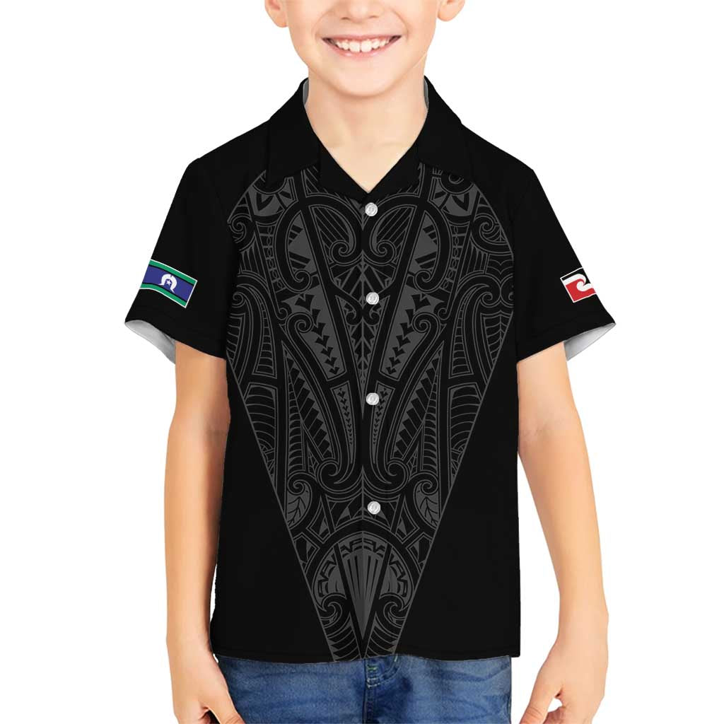 Queensland Maori Rugby Nga Hau e Wha Family Matching Off Shoulder Maxi Dress and Hawaiian Shirt Black Motif