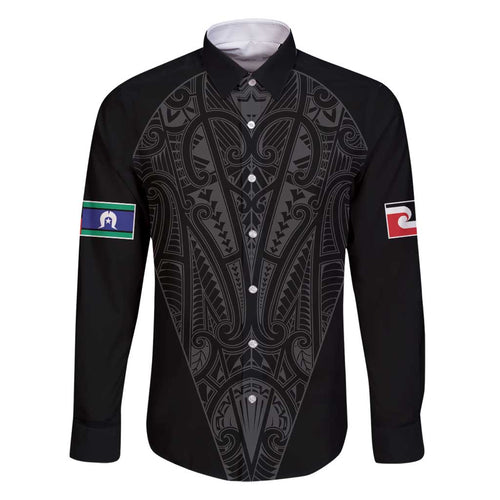 Queensland Maori Rugby Nga Hau e Wha Family Matching Off Shoulder Short Dress and Hawaiian Shirt Black Motif