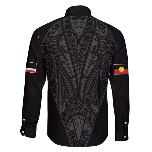 Queensland Maori Rugby Nga Hau e Wha Family Matching Off Shoulder Short Dress and Hawaiian Shirt Black Motif