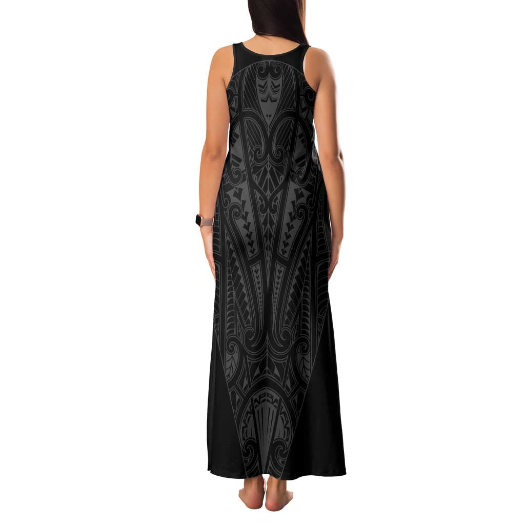 Queensland Maori Rugby Nga Hau e Wha Family Matching Tank Maxi Dress and Hawaiian Shirt Black Motif
