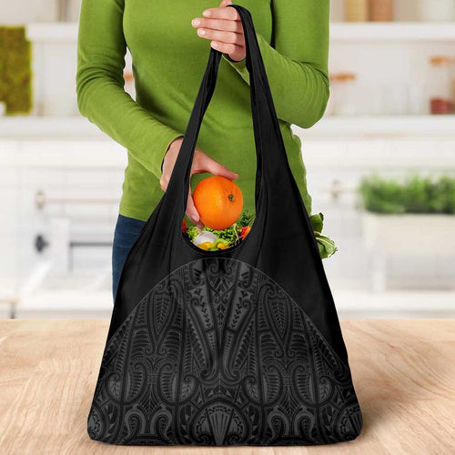 Queensland Maori Rugby Nga Hau e Wha Grocery Bag Black Motif
