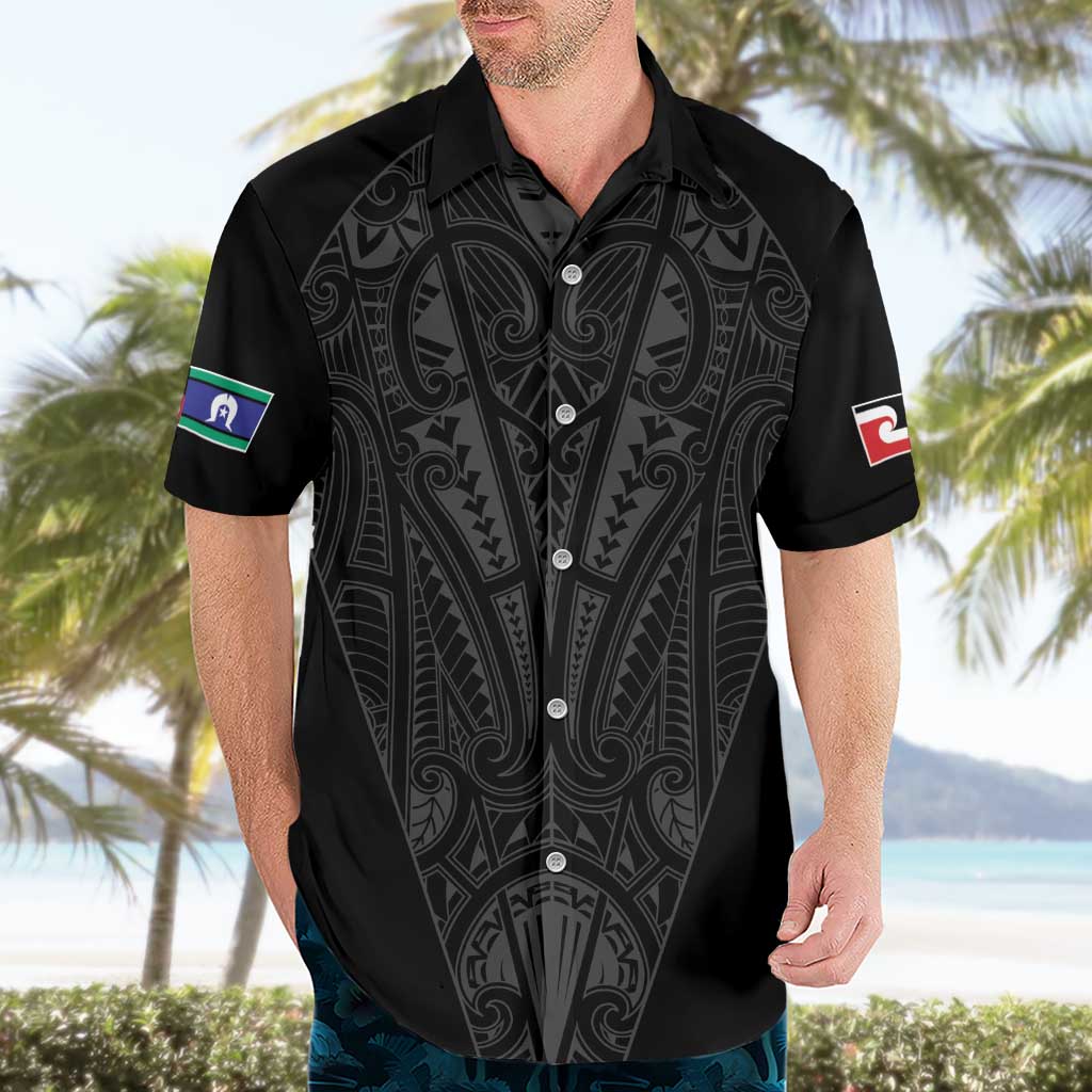 Queensland Maori Rugby Nga Hau e Wha Hawaiian Shirt Black Motif