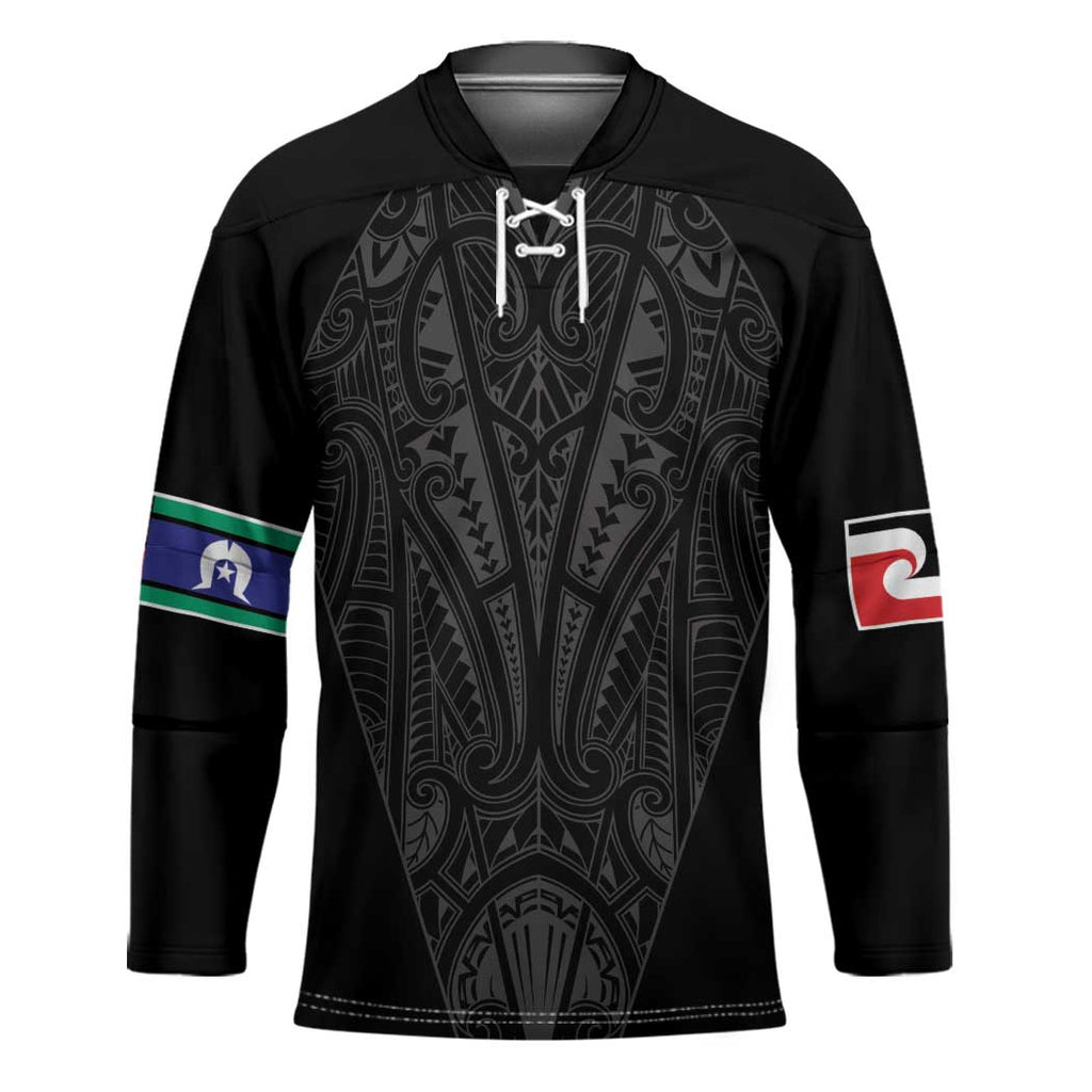 Queensland Maori Rugby Nga Hau e Wha Hockey Jersey Black Motif - Aussie Hoodie