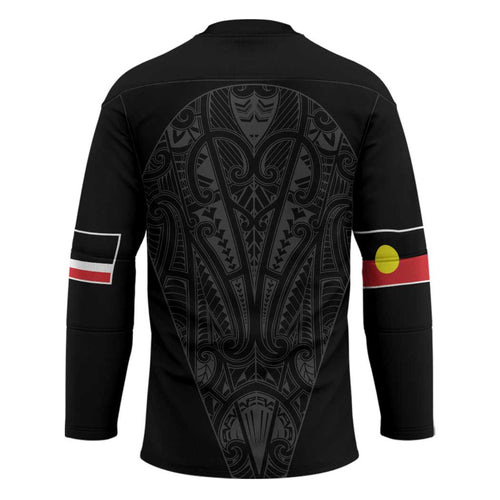Queensland Maori Rugby Nga Hau e Wha Hockey Jersey Black Motif - Aussie Hoodie