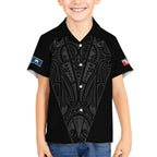 Queensland Maori Rugby Nga Hau e Wha Kid Hawaiian Shirt Black Motif