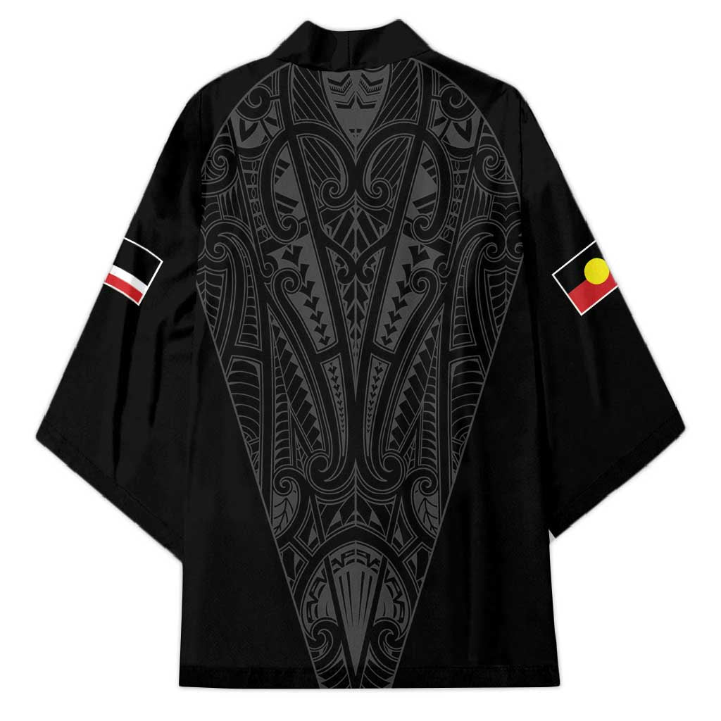 Queensland Maori Rugby Nga Hau e Wha Kimono Black Motif - Aussie Hoodie