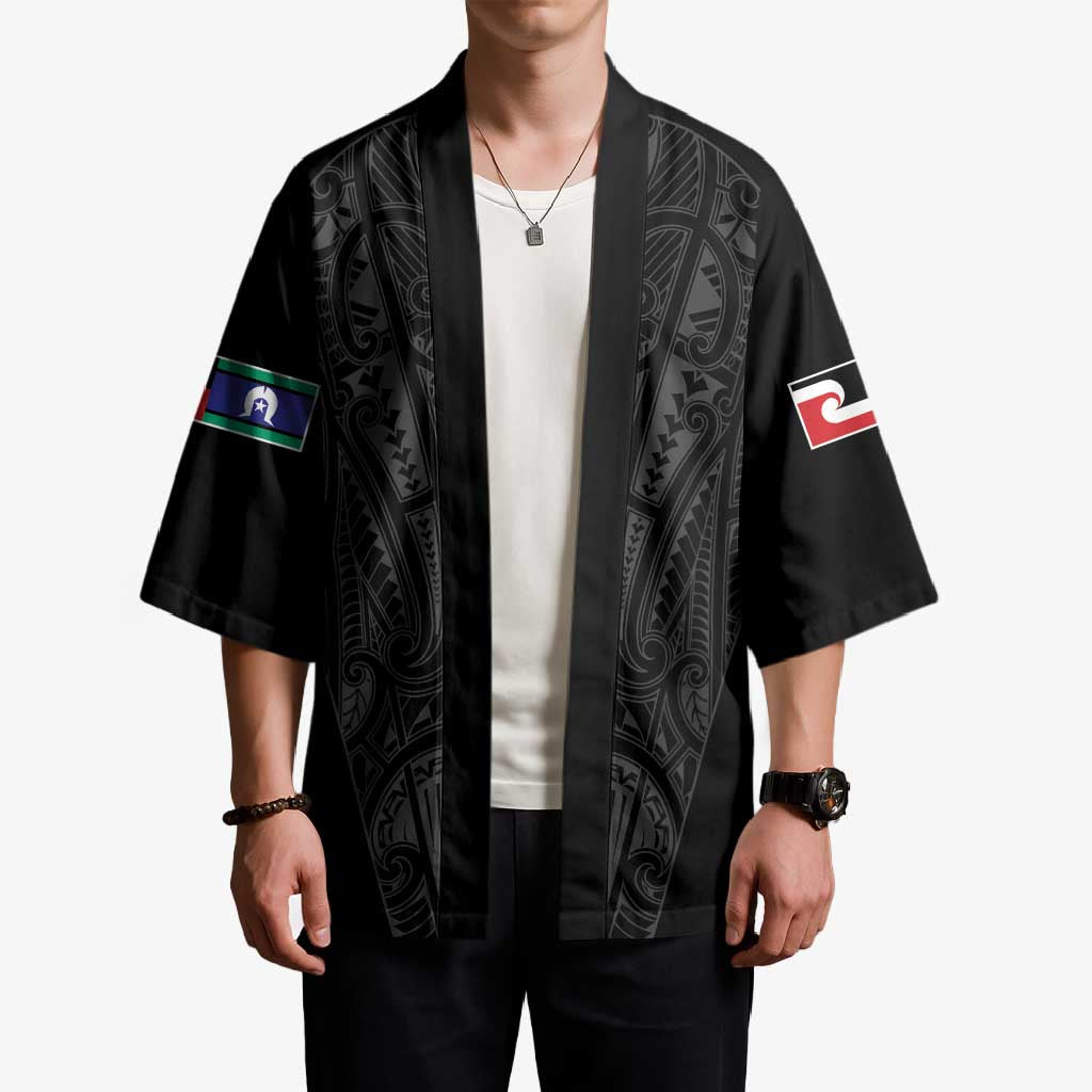Queensland Maori Rugby Nga Hau e Wha Kimono Black Motif - Aussie Hoodie