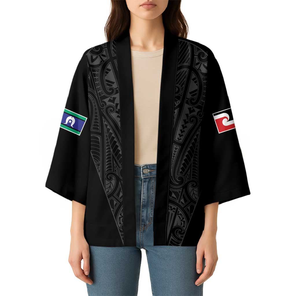Queensland Maori Rugby Nga Hau e Wha Kimono Black Motif - Aussie Hoodie