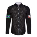Queensland Maori Rugby Nga Hau e Wha Long Sleeve Button Shirt Black Motif
