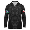 Queensland Maori Rugby Nga Hau e Wha Long Sleeve Polo Shirt Black Motif