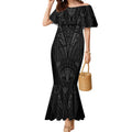 Queensland Maori Rugby Nga Hau e Wha Mermaid Dress Black Motif