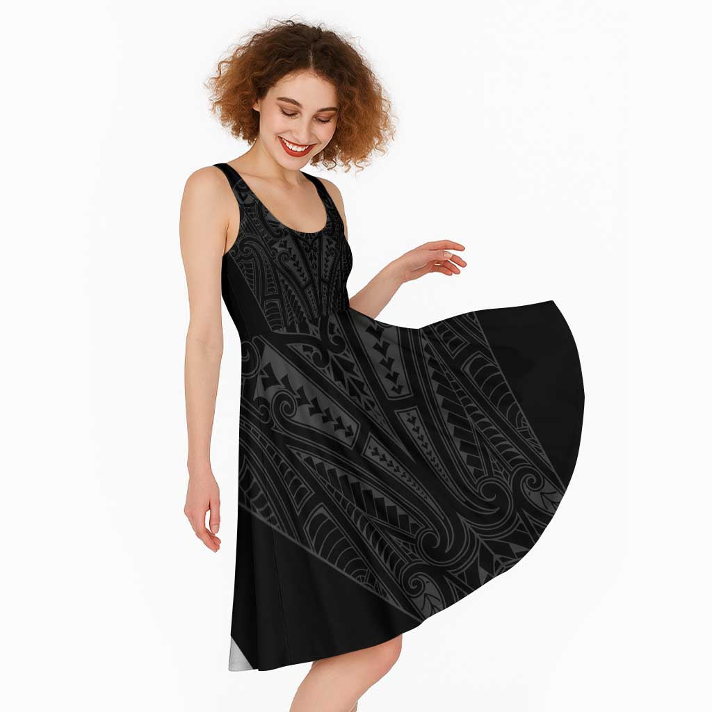 Queensland Maori Rugby Nga Hau e Wha Midi Dress Black Motif - Aussie Hoodie