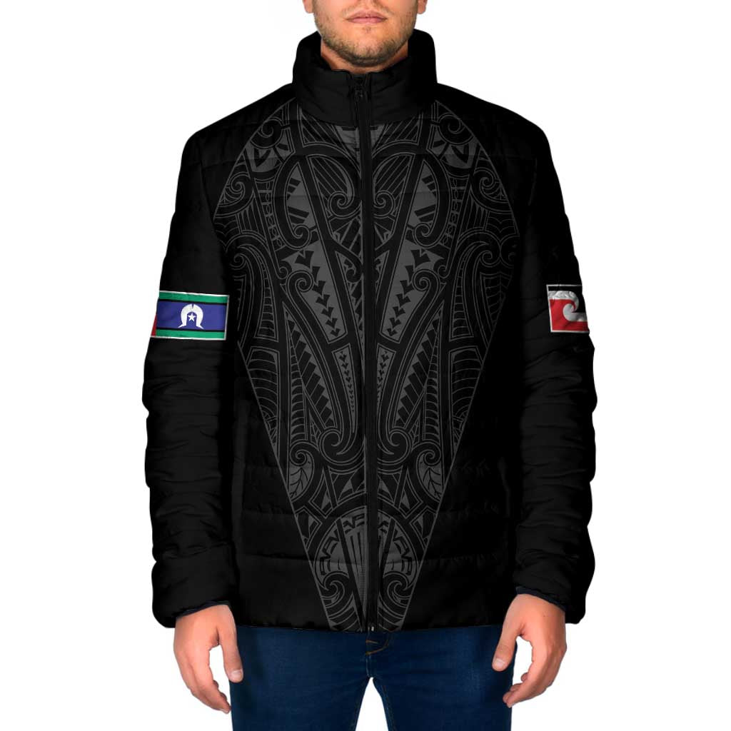 Queensland Maori Rugby Nga Hau e Wha Padded Jacket Black Motif - Aussie Hoodie