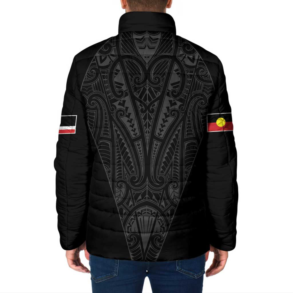 Queensland Maori Rugby Nga Hau e Wha Padded Jacket Black Motif - Aussie Hoodie