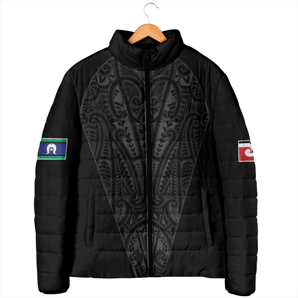 Queensland Maori Rugby Nga Hau e Wha Padded Jacket Black Motif - Aussie Hoodie