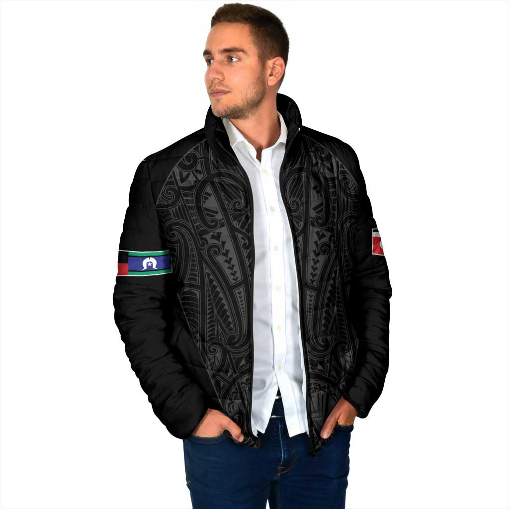 Queensland Maori Rugby Nga Hau e Wha Padded Jacket Black Motif - Aussie Hoodie