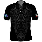 Queensland Maori Rugby Nga Hau e Wha Polo Shirt Black Motif