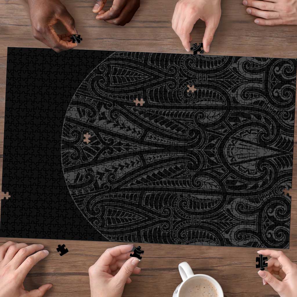 Queensland Maori Rugby Nga Hau e Wha Puzzle Black Motif - Aussie Hoodie