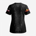 Queensland Maori Rugby Nga Hau e Wha Scrub Top Black Motif - Aussie Hoodie