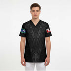 Queensland Maori Rugby Nga Hau e Wha Scrub Top Black Motif - Aussie Hoodie