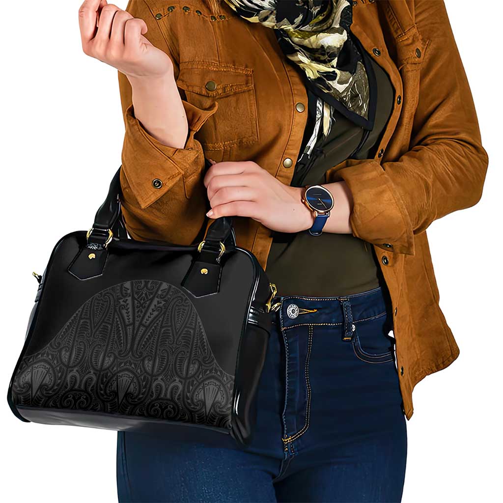 Queensland Maori Rugby Nga Hau e Wha Shoulder Handbag Black Motif