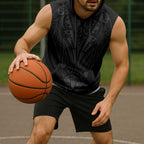 Queensland Maori Rugby Nga Hau e Wha Sleeveless Hoodie Black Motif - Aussie Hoodie