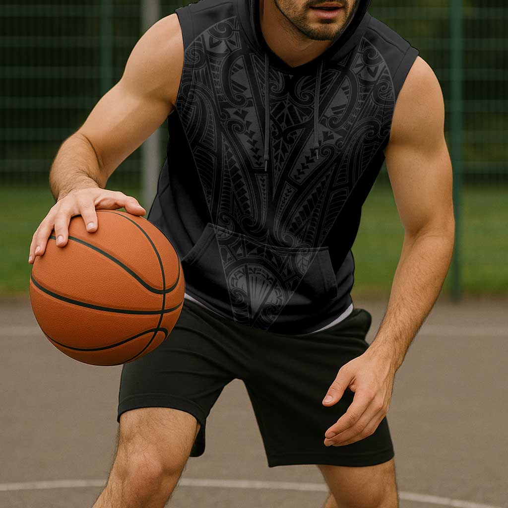 Queensland Maori Rugby Nga Hau e Wha Sleeveless Hoodie Black Motif - Aussie Hoodie