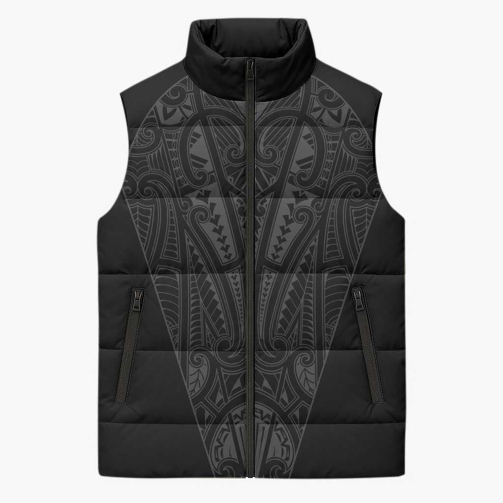 Queensland Maori Rugby Nga Hau e Wha Sleeveless Puffer Jacket Black Motif - Aussie Hoodie