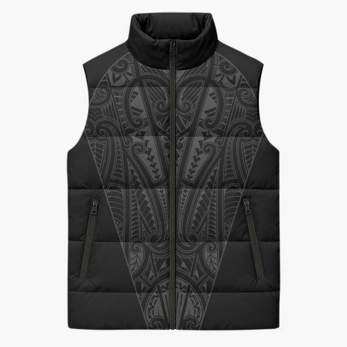 Queensland Maori Rugby Nga Hau e Wha Sleeveless Puffer Jacket Black Motif - Aussie Hoodie